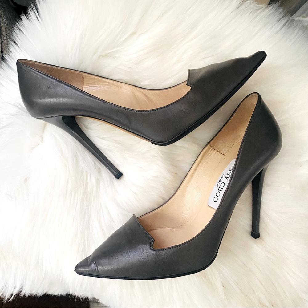 Jimmy Choo London Gray Leather Pumps